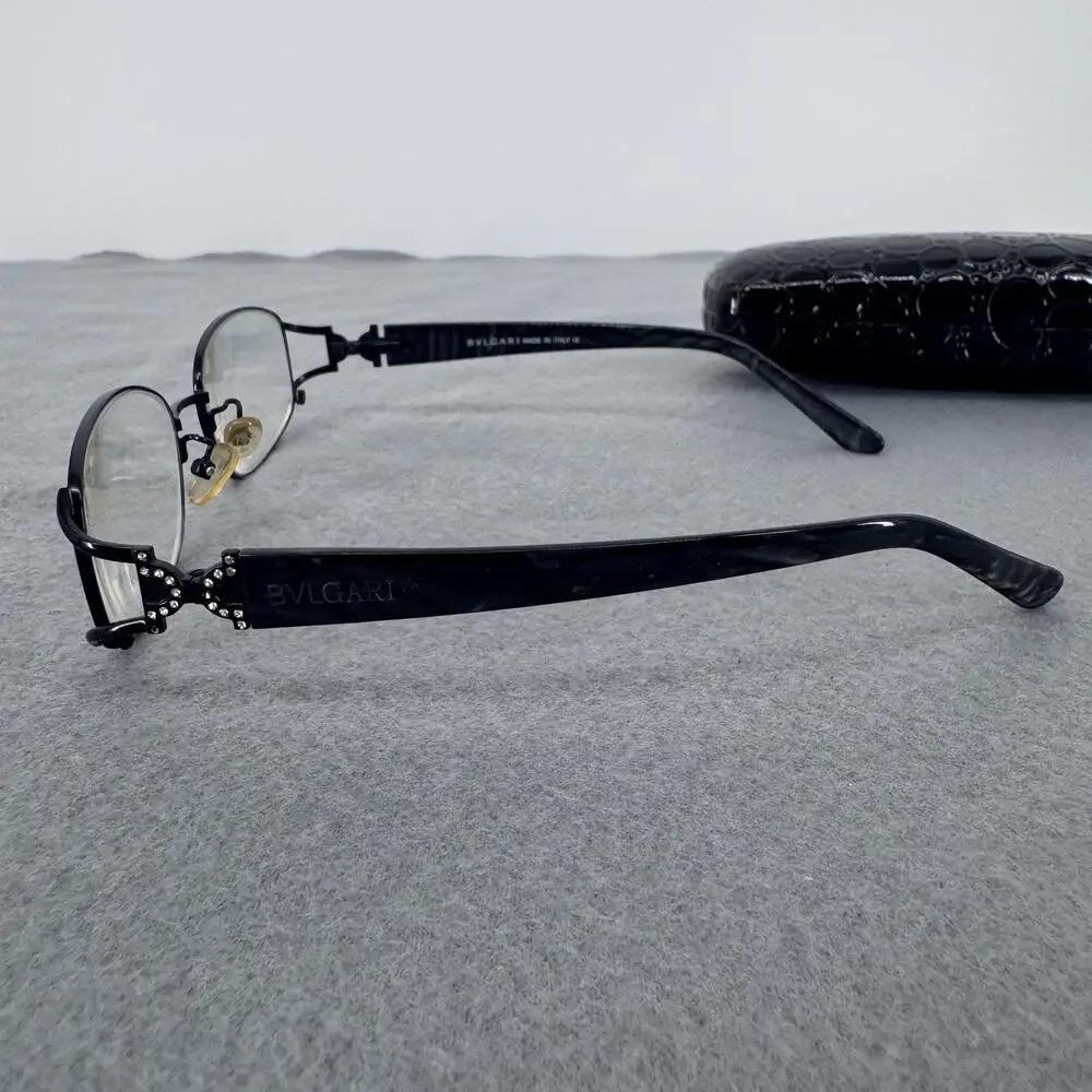 Bvlgari BV6131‎ Eyeglasses Frame 52-17-135 Black Oval Made in Italy COL.1 Case
